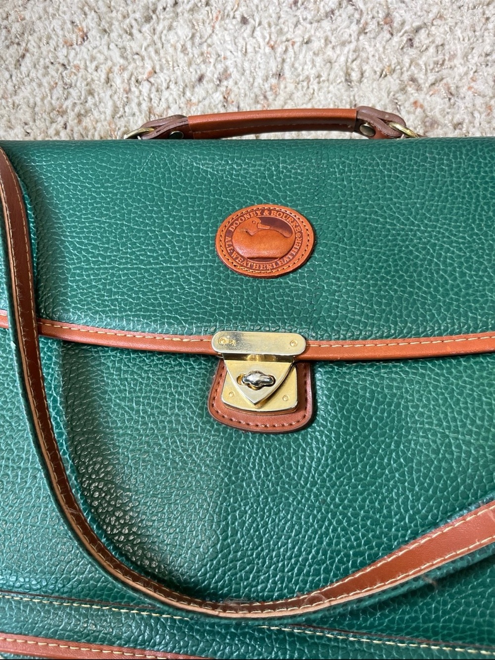 Dooney & Bourke Pebble Collection Emerald Green Leather -Business Bag - Picture 3 of 8